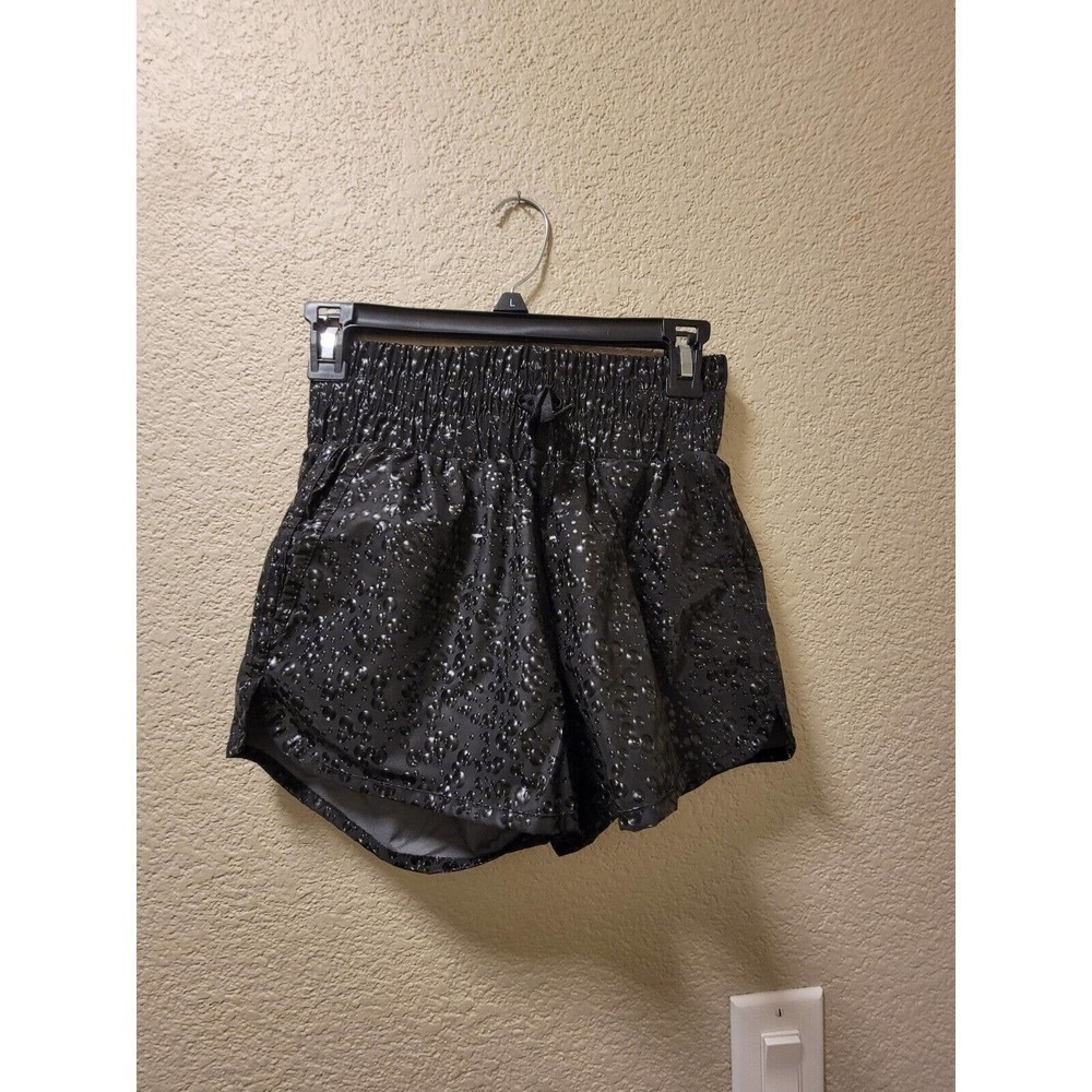 NWT ZYIA Active High Rise Bomber Shorts Lined Bubble Water Drop Black - Size XXS